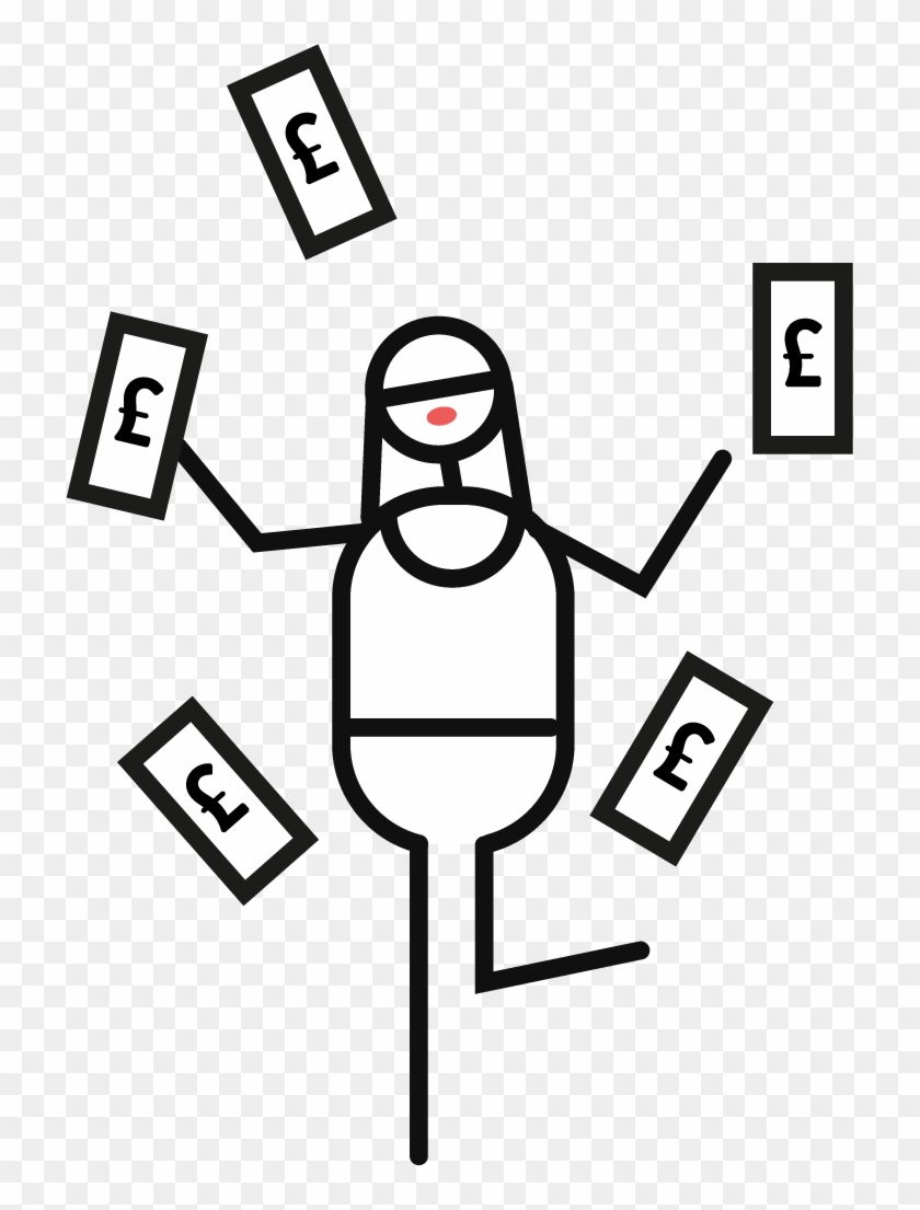 Woman Collects Money Black And White Line Drawing - Drawing #1014985