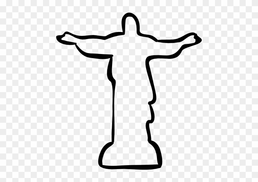 Christ Brazil Sculpture Hand Drawn Outline Free Icon Christ The Redeemer Outline Full Size