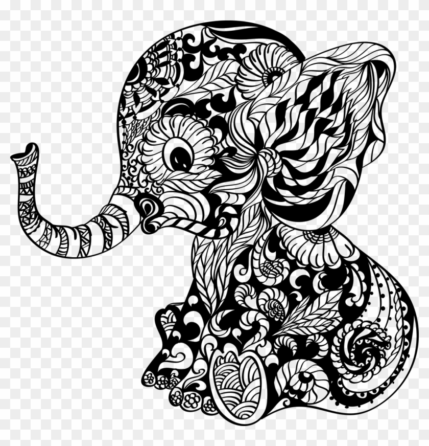 Download Ready To Press Transfer Baby Elephant Zentangle Svg Free Transparent Png Clipart Images Download