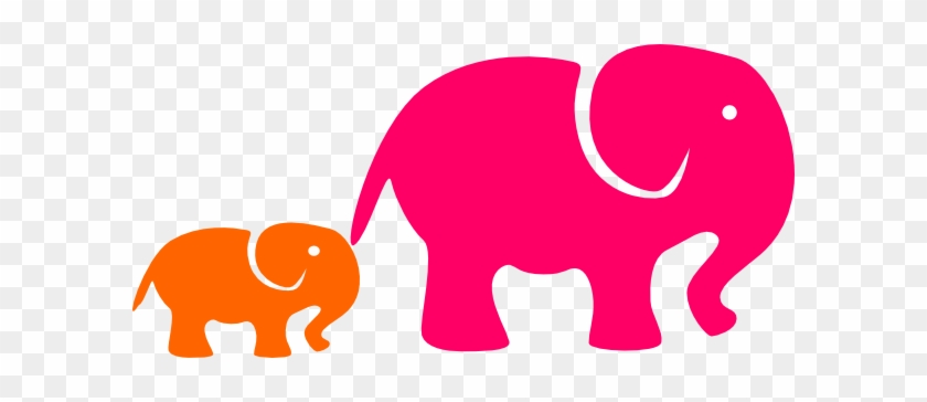 Pink ^ Organge Elephants Clip Art At Clker - Clip Art #182192