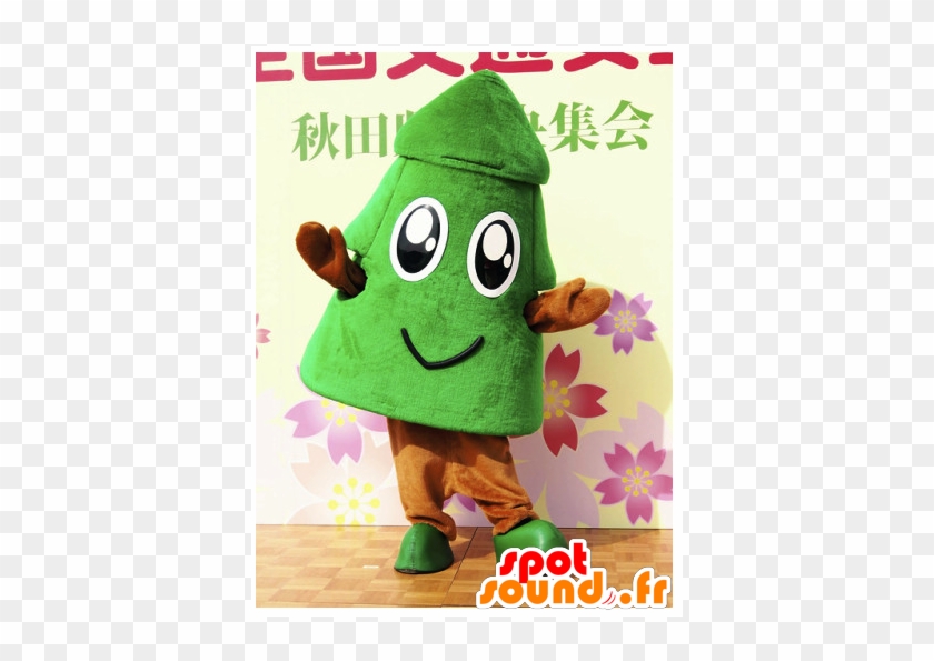 Mascota Verde Pino, Árbol Gigante Y Sonriente - カータン #1027961