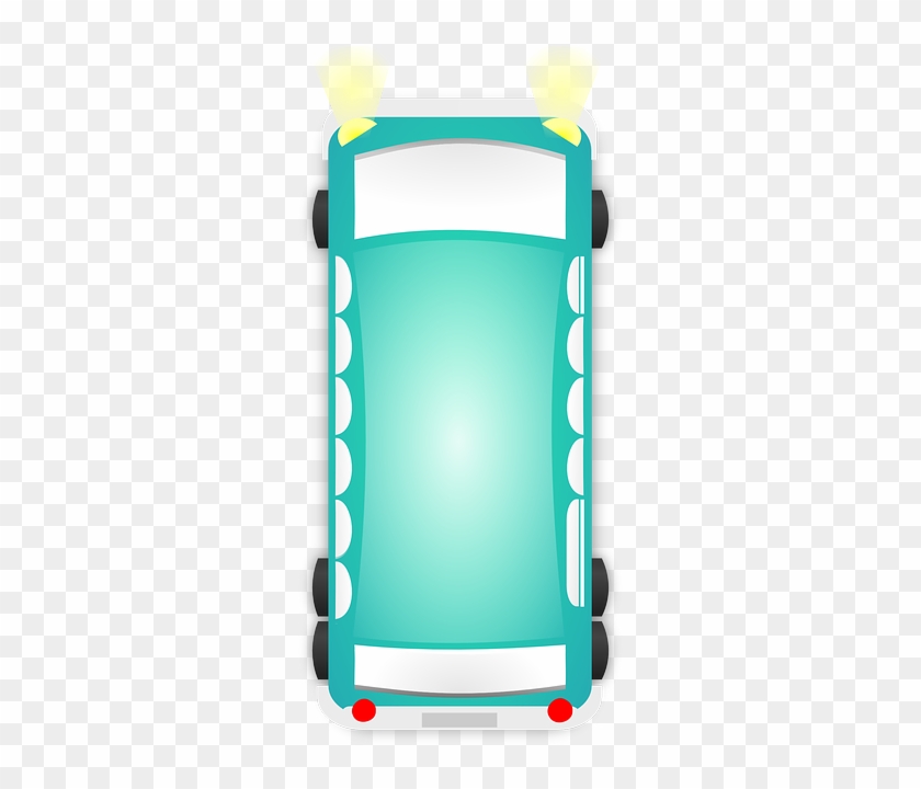 Turquoise Bus, Car, Van, Top-view, Turquoise - Bus #1029788