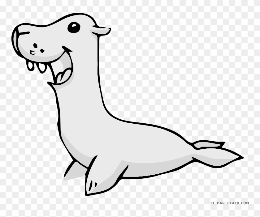 Seal Animal Free Black White Clipart Images Clipartblack - Glückliches Graues/graues Cartoon-siegel, Das Zu Grußkarte #1030173