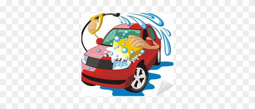 Cartoon car washing with water pipe and sponge Stock Vector