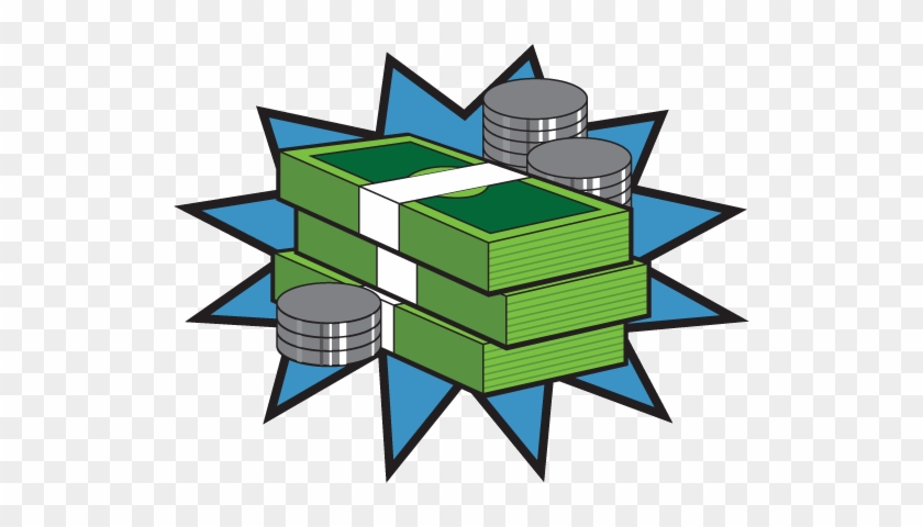 Stacks Of Bills And Coins On A Blue Background For - Comic Book Pow #1041276