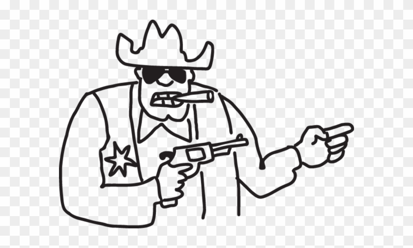 Naive Cartoon Of Sheriff With Gun - Wild West Doodle #1045681