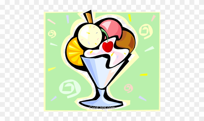 Ice Cream Sundae With Fruit Royalty Free Vector Clip - Ice Cream Sundae #1046351