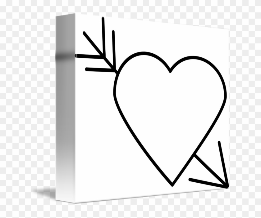 Black Heart Outline With Arrow Through It By Valerie - Canvas Print #1046717