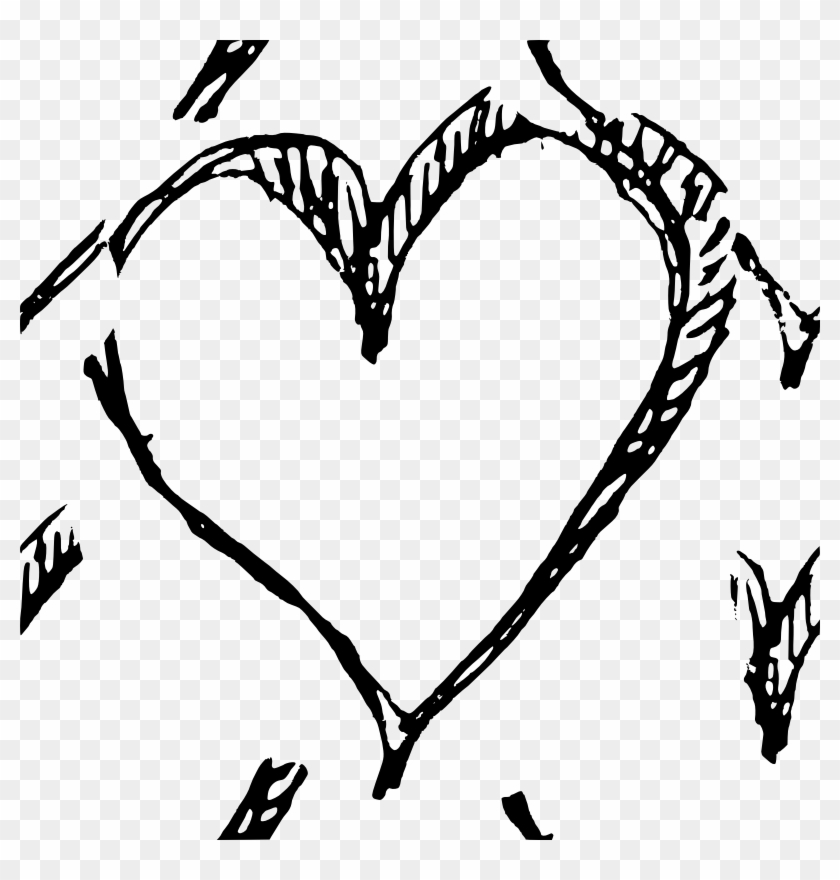 Drawn Hearts Png White - Heart Pencil #1048356