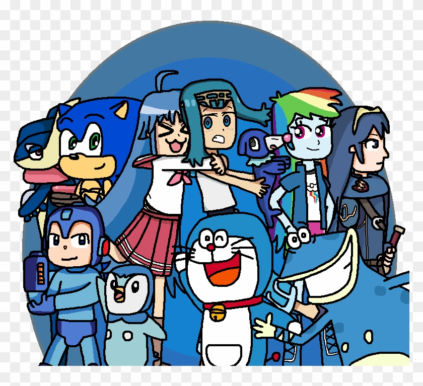 Mighty355, Blue, Crossover, Doraemon, Equestria Girls, - Cartoon #1049625