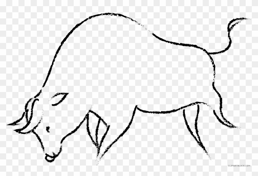 Black And White Bull Animal Free Black White Clipart - Line Art #1050459