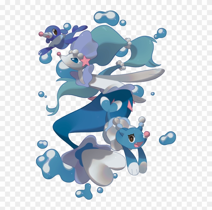 Popplio, Brionne, And Primarina - Cartoon #1051391