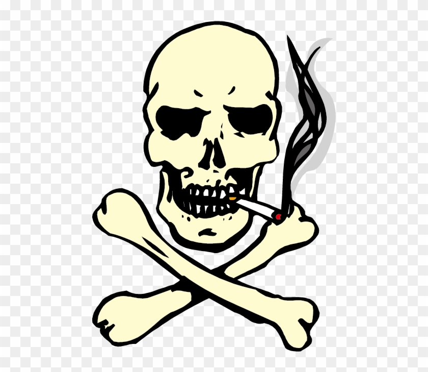 Skull Of A Skeleton With Burning Cigarette Smoking - Skull Smoking Png #1053740