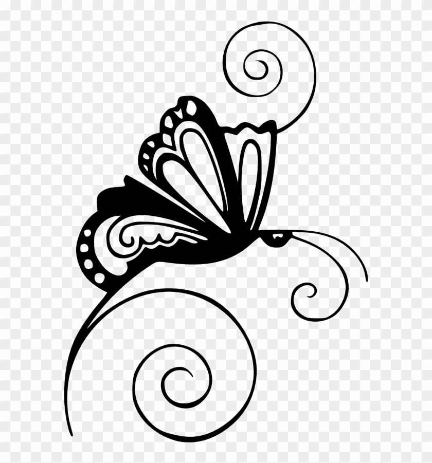 Butterfly And Swirls Clipart 4 By Fernando - Clip Art #1056108