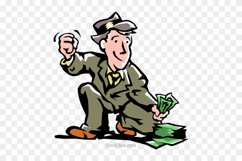 Man Picking Up Money Royalty Free Vector Clip Art Illustration - Picking Up Money Clipart #1063570