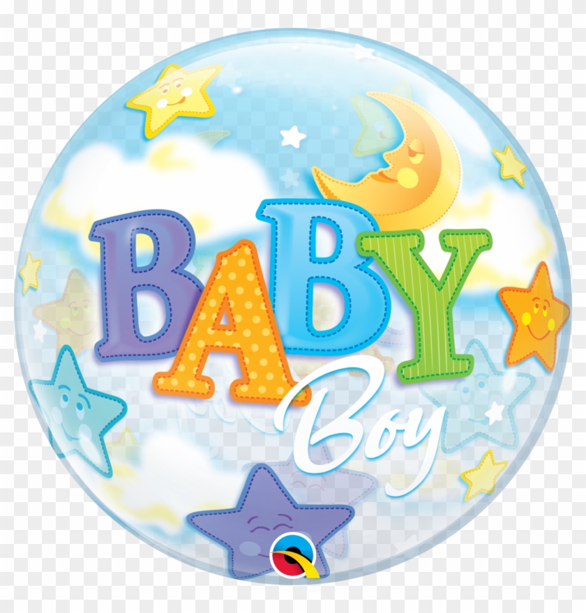 Baby Boy Moon & Stars Bubble Balloon - Baby Boy Bubble Balloon #182369