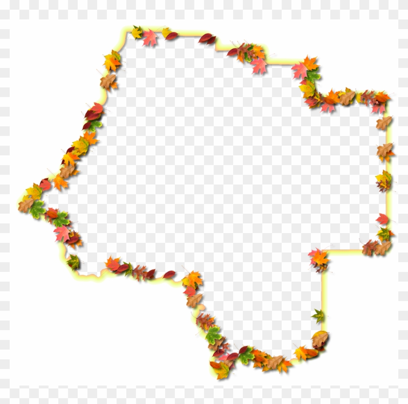 A Yellow And Orange Outline Map Of Levy With Fall Leaves - Floral Design #1066989