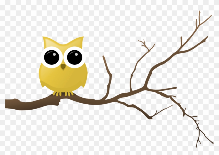 Yellow Owl On Tree Branch - Owl In A Tree Clip Art #1069293