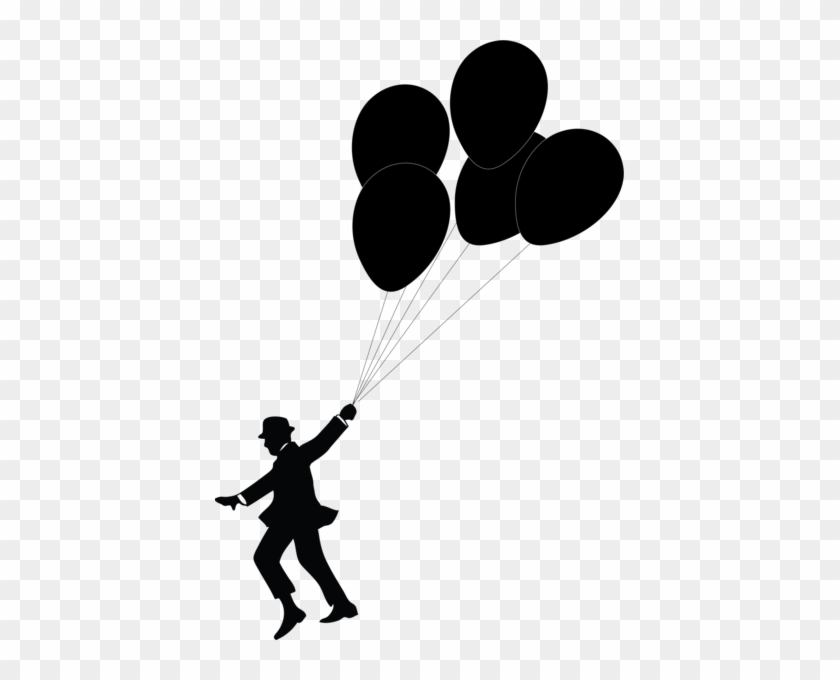 Balloon Clip Art Silhouette - Man Holding Balloons Silhouette #1072556