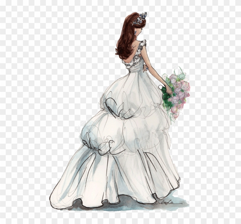 Drawing of a bride in a wedding dress