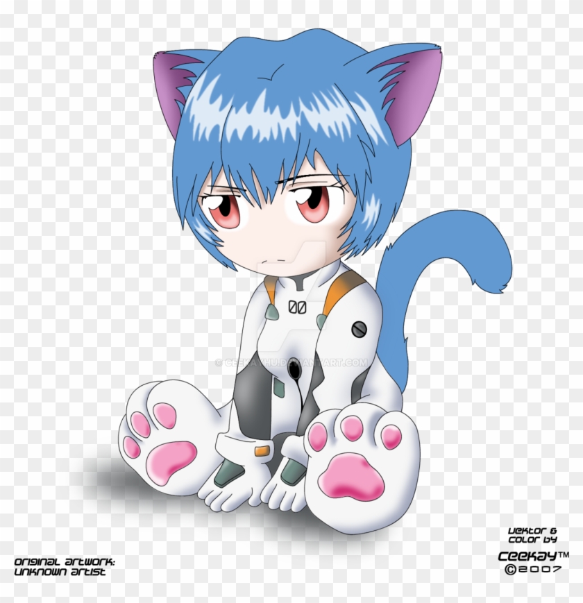 Chibi-neko Rei Digital Art By Ceekayhu - Rei Chibi #1078550