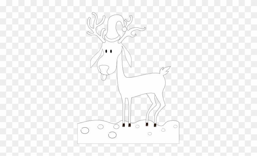 Kablam A Cartoon Reindeer Black White Line Art Scalable - Reindeer With Black Background #1079965