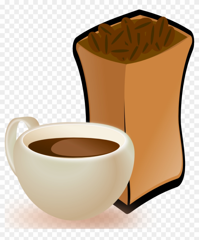 Onlinelabels Clip Art Cup Of Coffee With Sack Of Coffee - Coffee Beans Clip Art #1081052