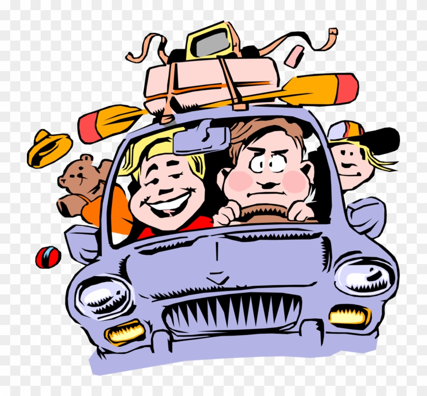 Vector Illustration Of Family Packed Into Car Travel We Go On Holiday Free Transparent Png Clipart Images Download