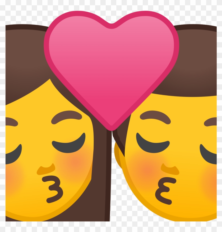Kiss Woman Man Icon - Emoji Kissing Girls #1085306