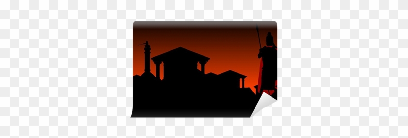 Ancient City With Guardian - Silhouette #1087392