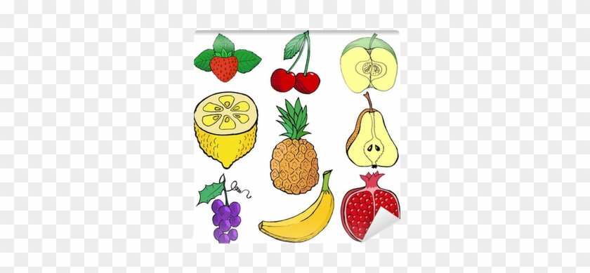 Set Of Sketch, Vector, Cartoon Illustration Of Fruits - Illustration #1090549