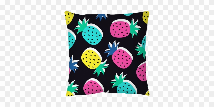 Vector Seamless Pineapple Fruit Crazy Colors Pattern - Colorful Cute Bright #1090567