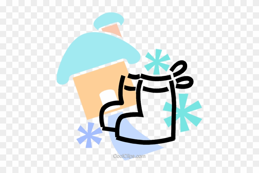 Winter Boots With A Snow Covered House Royalty Free - Icon #1093149