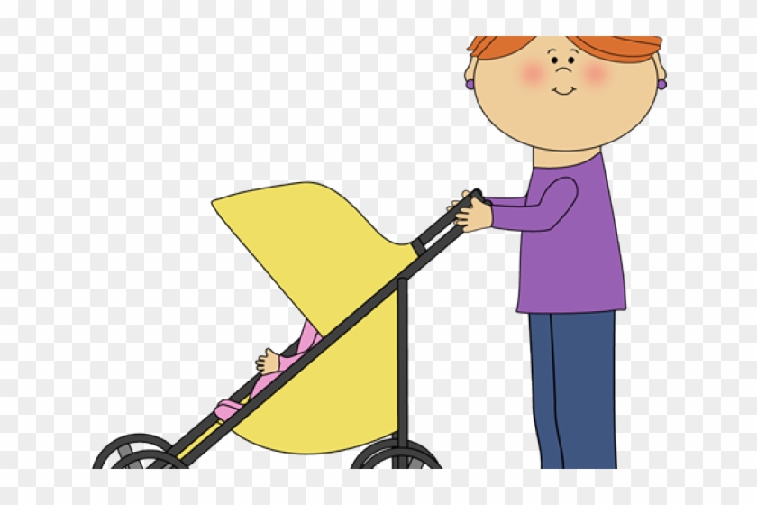 Mommy Clipart Stroller - Pushing Stroller Clipart #1097835