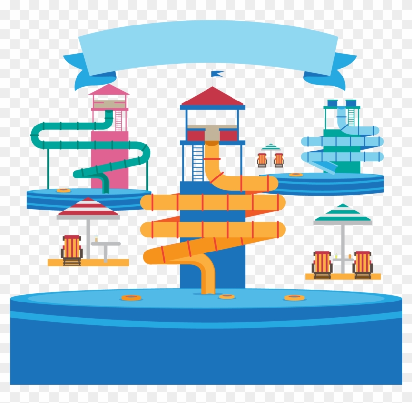 Water Park Euclidean Vector Illustration - Vector Graphics #1099560