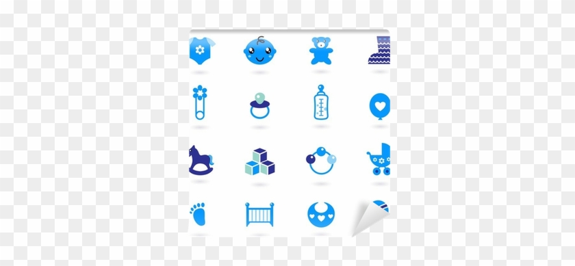 Vector Blue Icons Collection For Baby Boy Isolated - Accesoris Baby Girl Vector #1102429