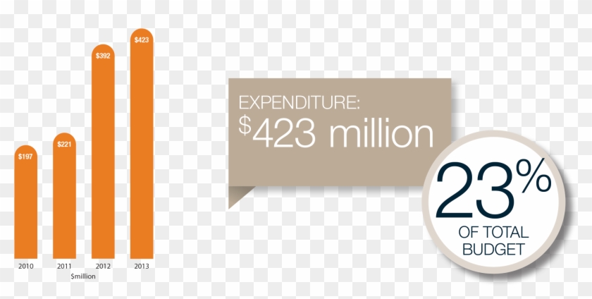 Expenditure In 2013 Was $423 Million Or 23% Of The - Graphic Design #1103188