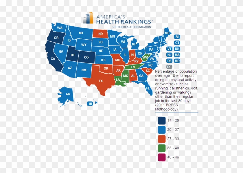 State Map Of Sedentary Lifestyle Prevalence In - States Allowing Short Barreled Rifles #1120859