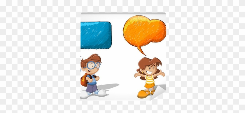 Cartoon Children Talking With Speech Balloon Wall Mural - Personas Con Globos De Dialogo #1131192