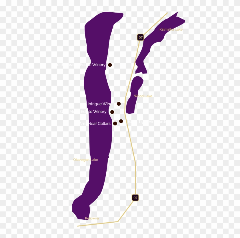 Wine Tour Map Showing Lake Country Wineries - Lavender #1133080