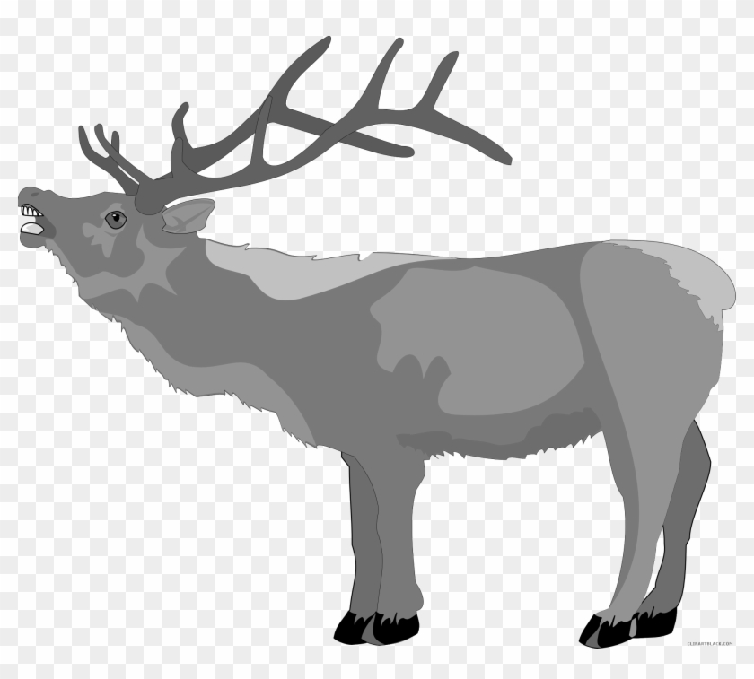 Christmas Reindeer Animal Free Black White Clipart - Deer #1134735