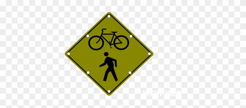 Flashing Bike And Pedestrian Crossing Sign - Earthquake Fault Line Road Sign #1140654