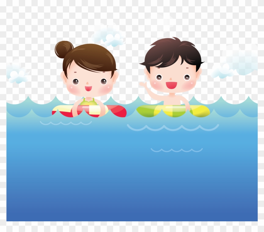 animated clipart kids swimming