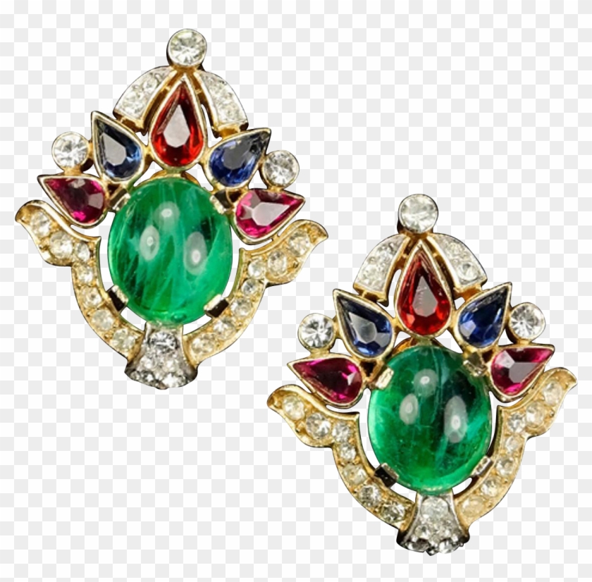 Trifari 'alfred Philippe' 'jewels Of India' Ruby, Emerald, - Trifari 'alfred Philippe' 'jewels Of India' Ruby, Emerald, #1155984