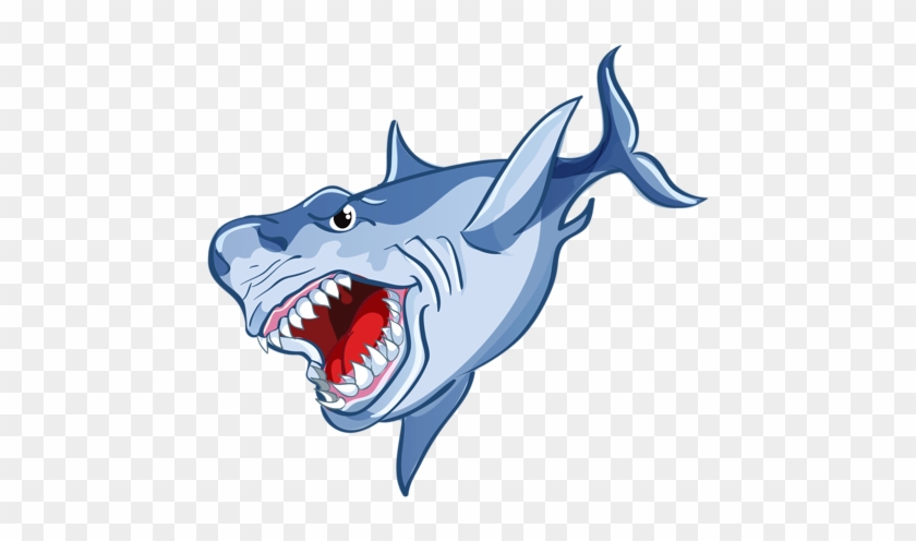 Set Of Scary Sharks In Cartoon Style 2 - Shark Clipart Scary - Full 