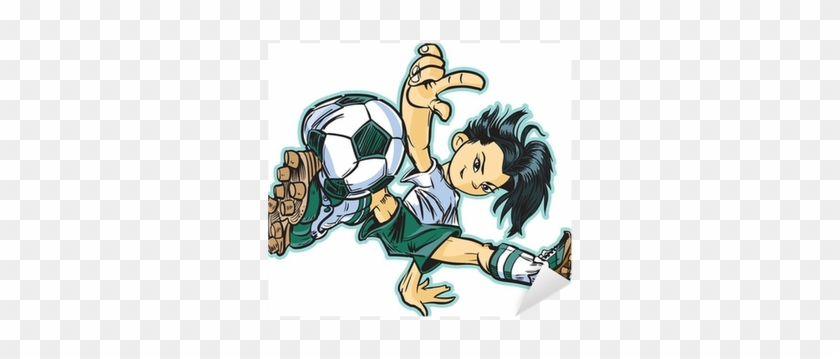 Asian Break Dancing Soccer Girl Vector Clip Art Sticker - Cool Soccer Cartoon #1168781