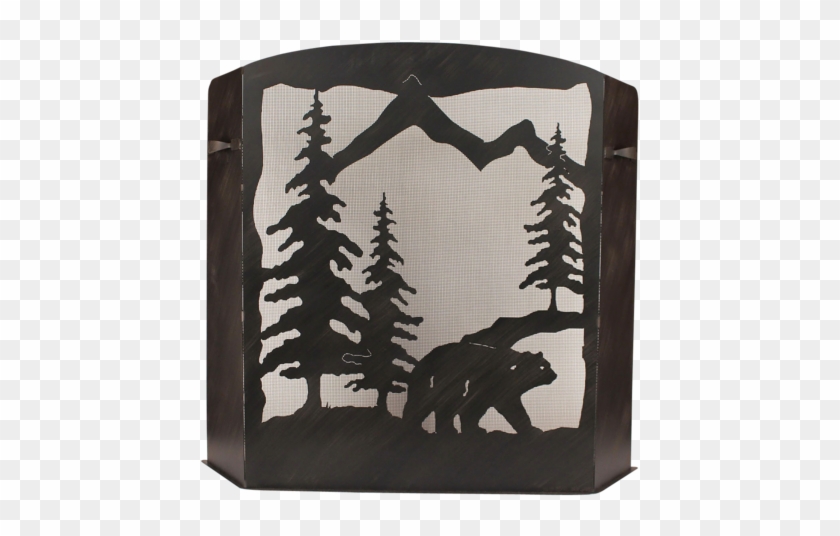 Small Iron Bear Scene Fireplace Screen - Black Forest Decor Small Bear Scene Fireplace Screen #1176823