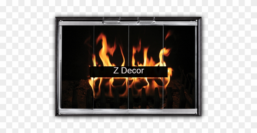 Z Decor Glass Fireplace Door By Thermorite - Wallmonkeys Wall Decals Wallmonkeys Burning Log Peel #1176856