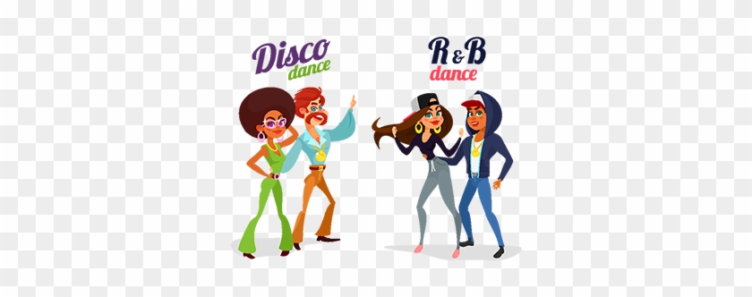 Two Vector Cartoon Couples Dancing Dance In Disco Style - Cartoon Couples #1178124