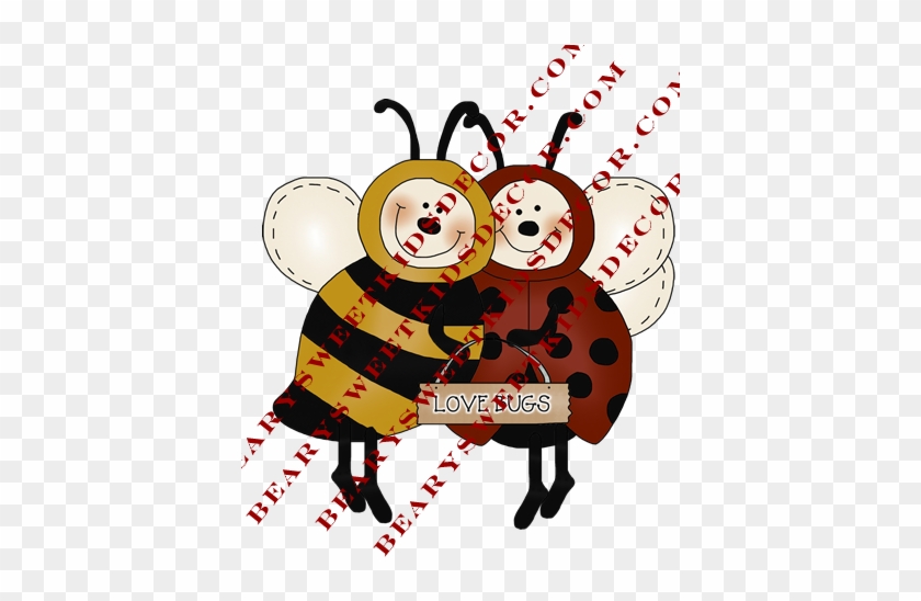 Girl Bedroom Wall Hanging Plaque Wood - Bee And Ladybug Love #1179907